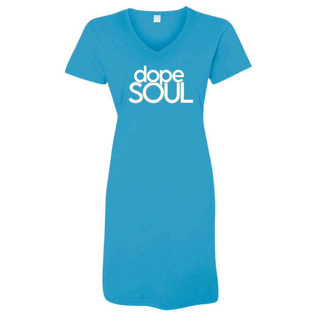 Dope Soul Women's Cobalt Blue V-Neck T-Shirt Dress