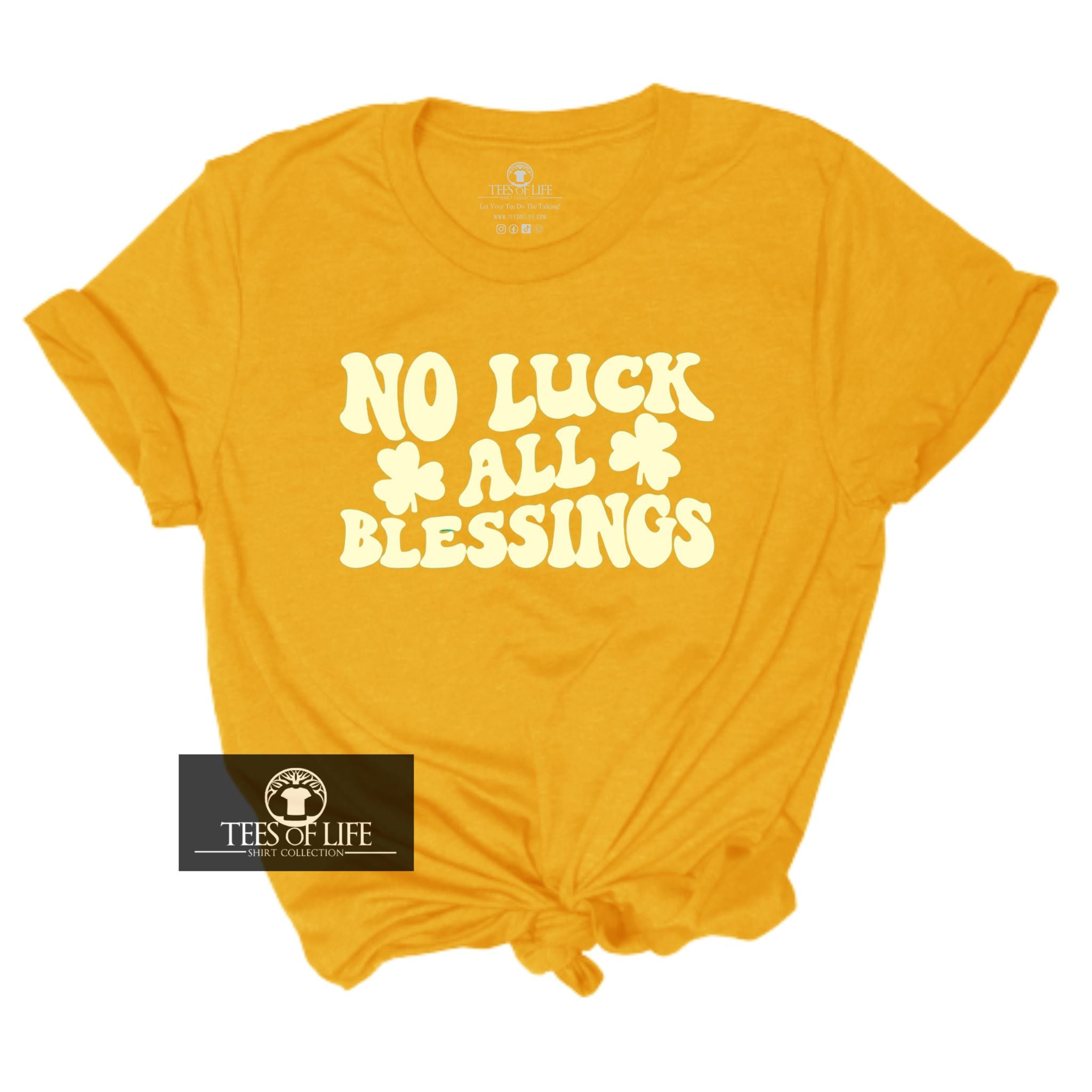 No Luck Just Blessings Unisex Tee (Green/Cream)