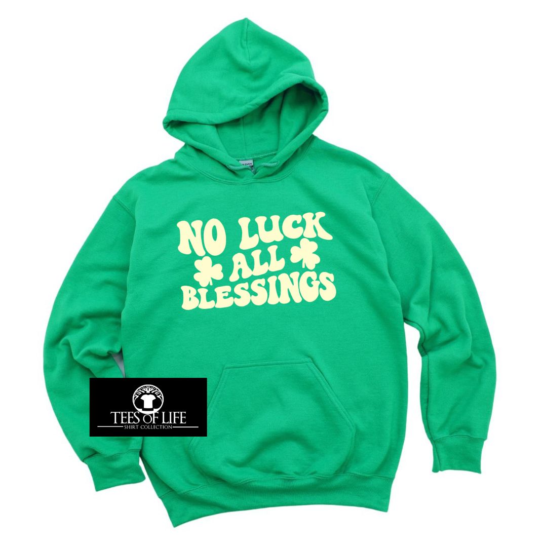 No Luck Just Blessings Unisex Tee (Green/Cream)