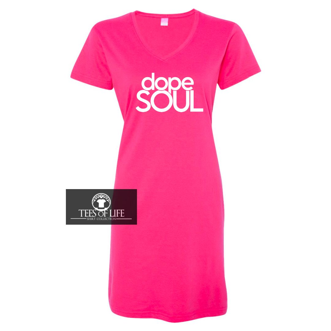 Dope Soul Women's Pink V-Neck T-Shirt Dress